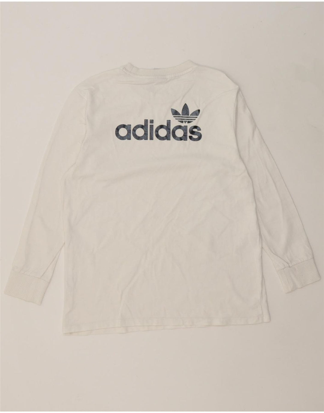 ADIDAS Womens Graphic Top Long Sleeve UK 14 Large White Vintage Adidas and Second-Hand Adidas from Messina Hembry 