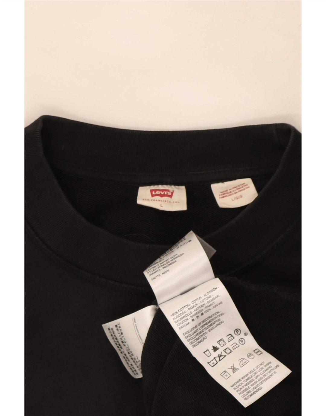 Levi's Herren-Sweatshirt-Pullover, groß, schwarze Baumwolle