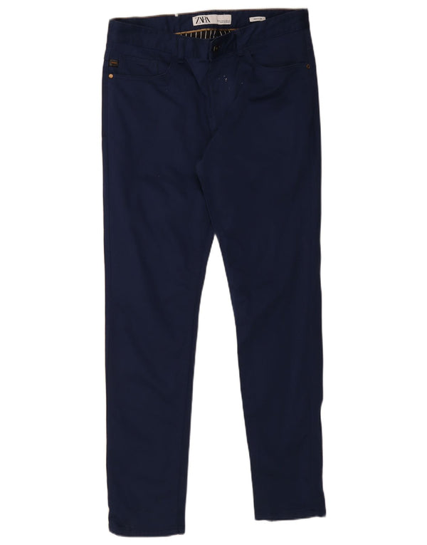 Zara Herren Skinny Chino Hose EU 42 Large W32 L30 Marineblau Baumwolle