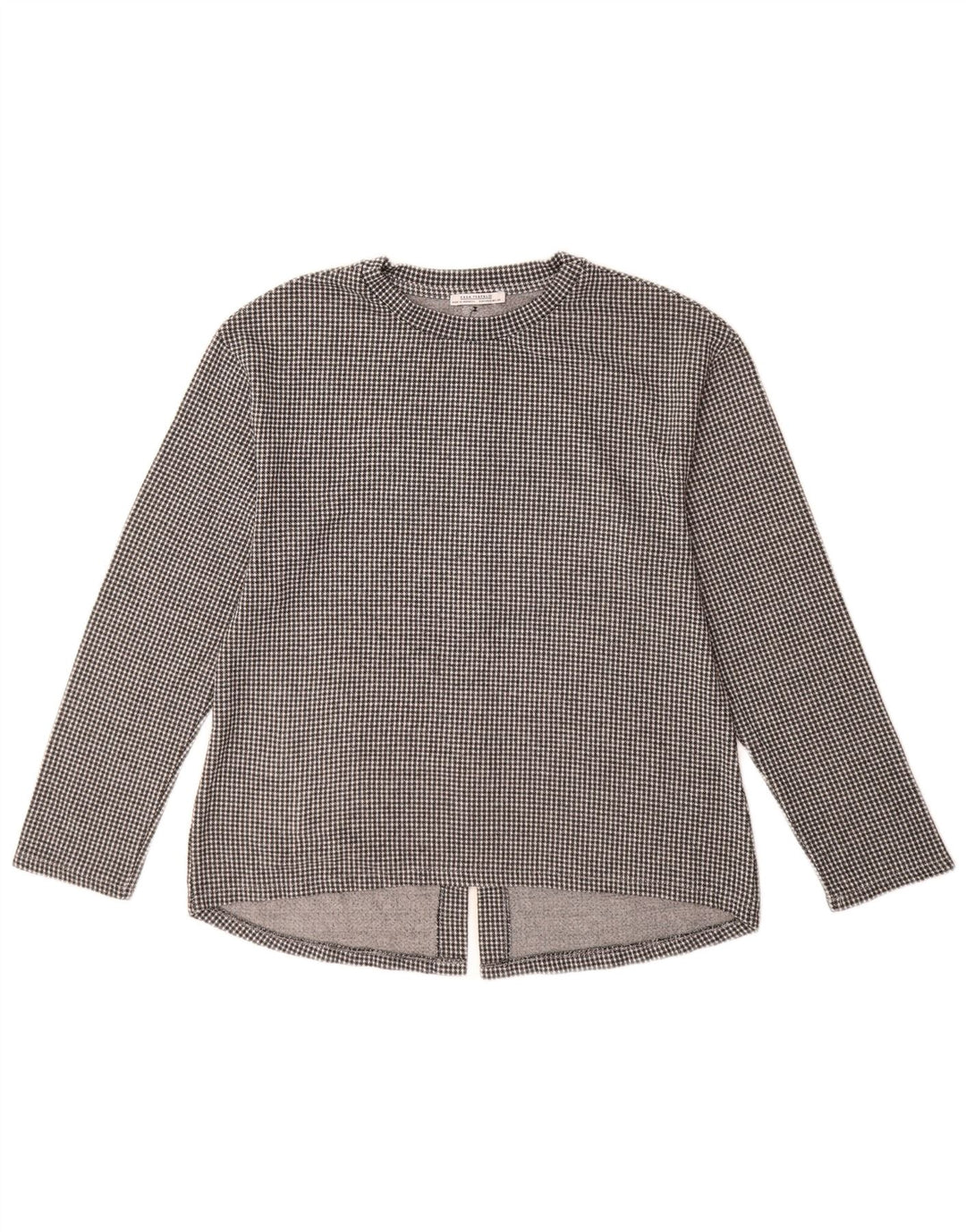 Zara Damen Langarm-Blusenoberteil UK 12 Mittelschwarz kariert