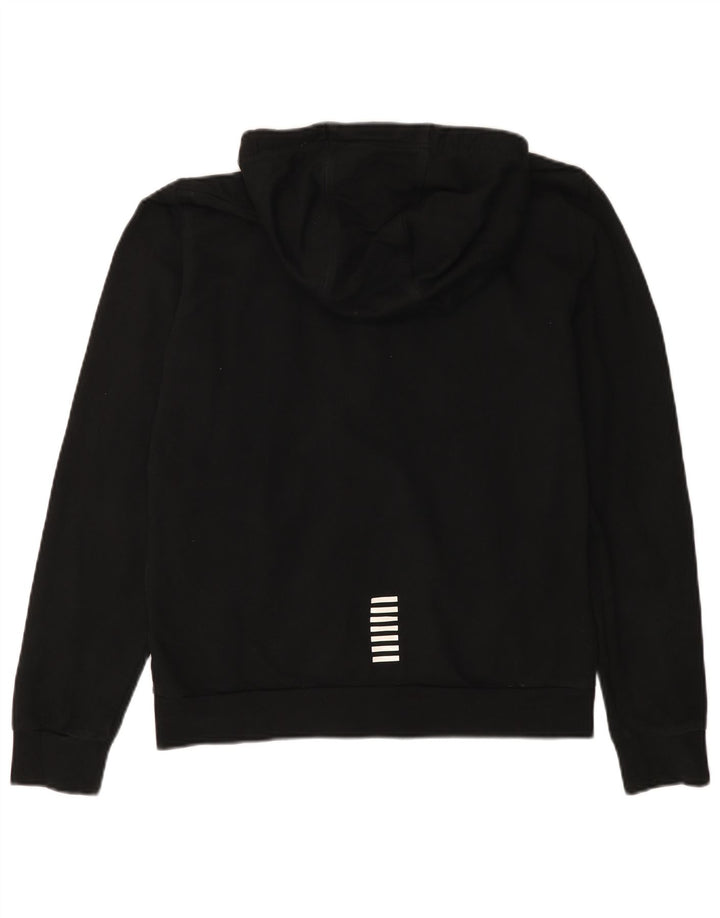 EMPORIO ARMANI Damen-Kapuzenpullover mit Reißverschluss, UK 14, mittlere schwarze Baumwolle
