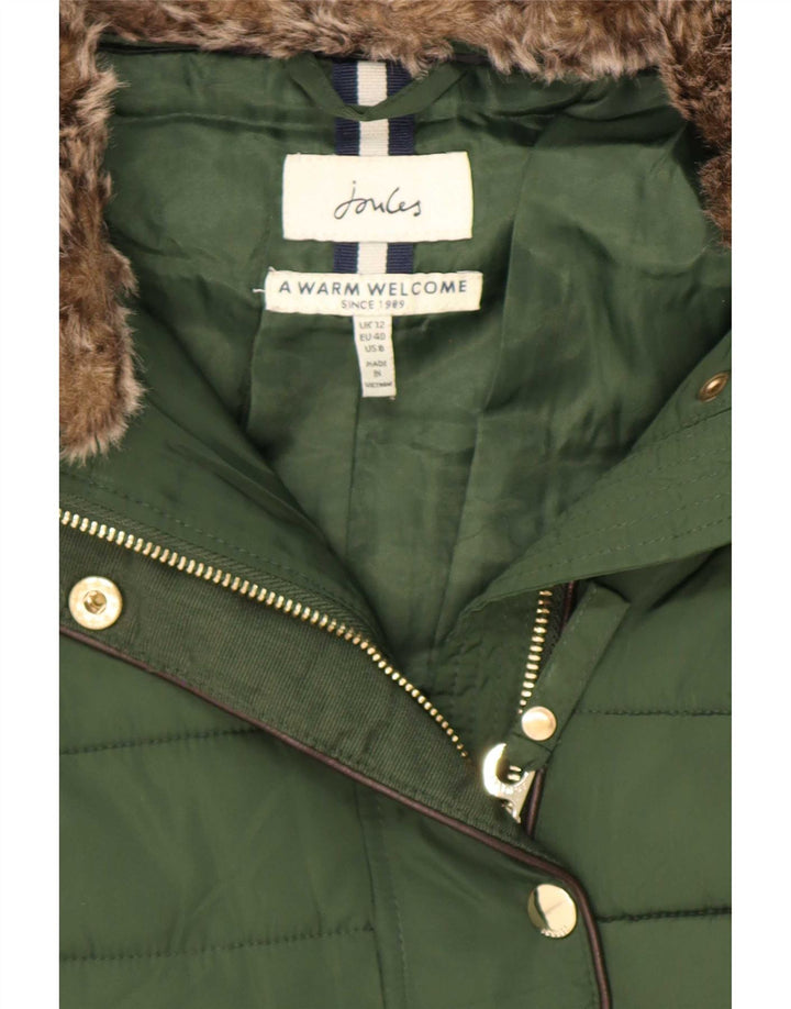 Joules Wattierter Damenmantel mit Kapuze, UK 12, Mittelgrün, Polyester