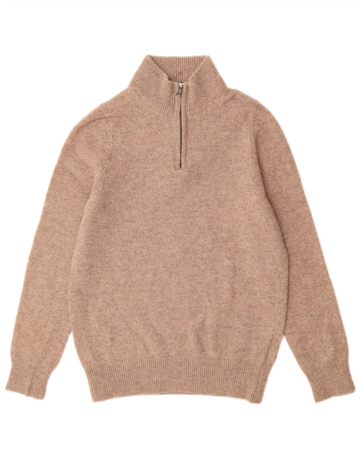 Marks & Spencer Herren-Pullover mit Reißverschluss am Hals, kleine beige Wolle