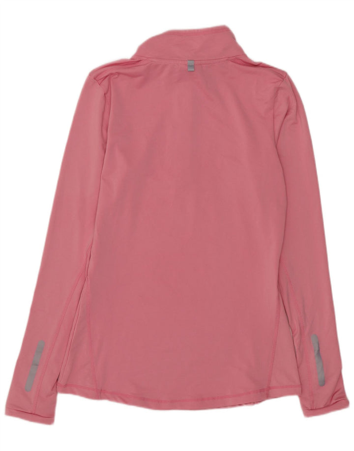 Ellesse Womens Zip Neck Top Langarm UK 12 Mittelrosa Polyester