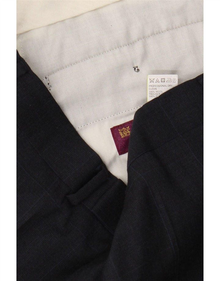 Gerade Anzughose für Herren von Marks & Spencer, W38 L29, marineblau karierte Wolle
