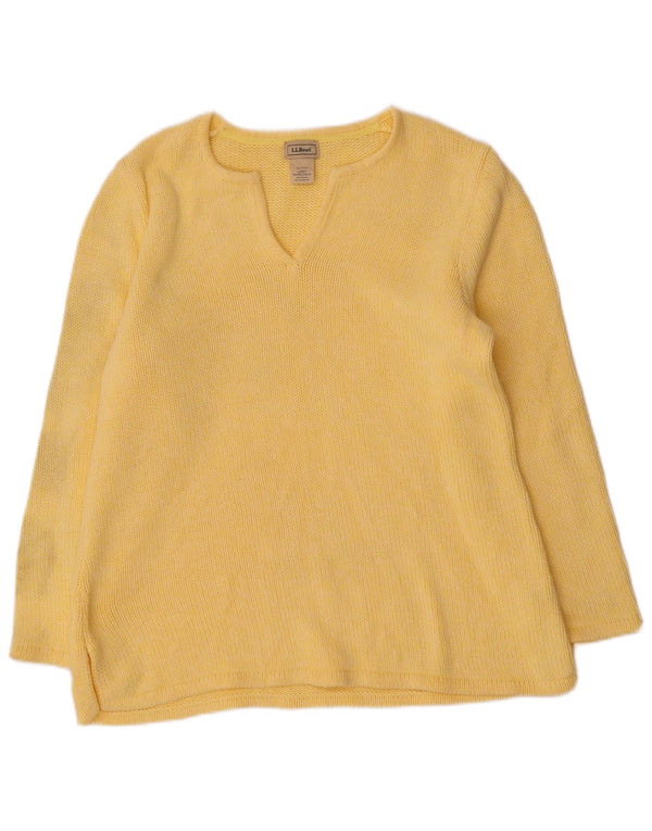 L.L.Bean Damen-Pullover mit V-Ausschnitt, UK 16, Größe L, Gelb, Baumwolle