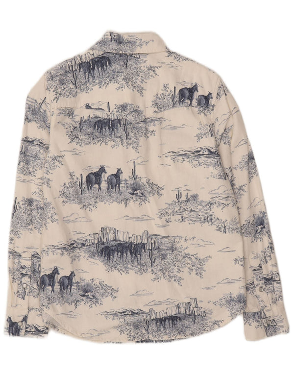 Levi's Womens Graphic Denim Shirt UK 10 Small Off White Animal Print Baumwolle