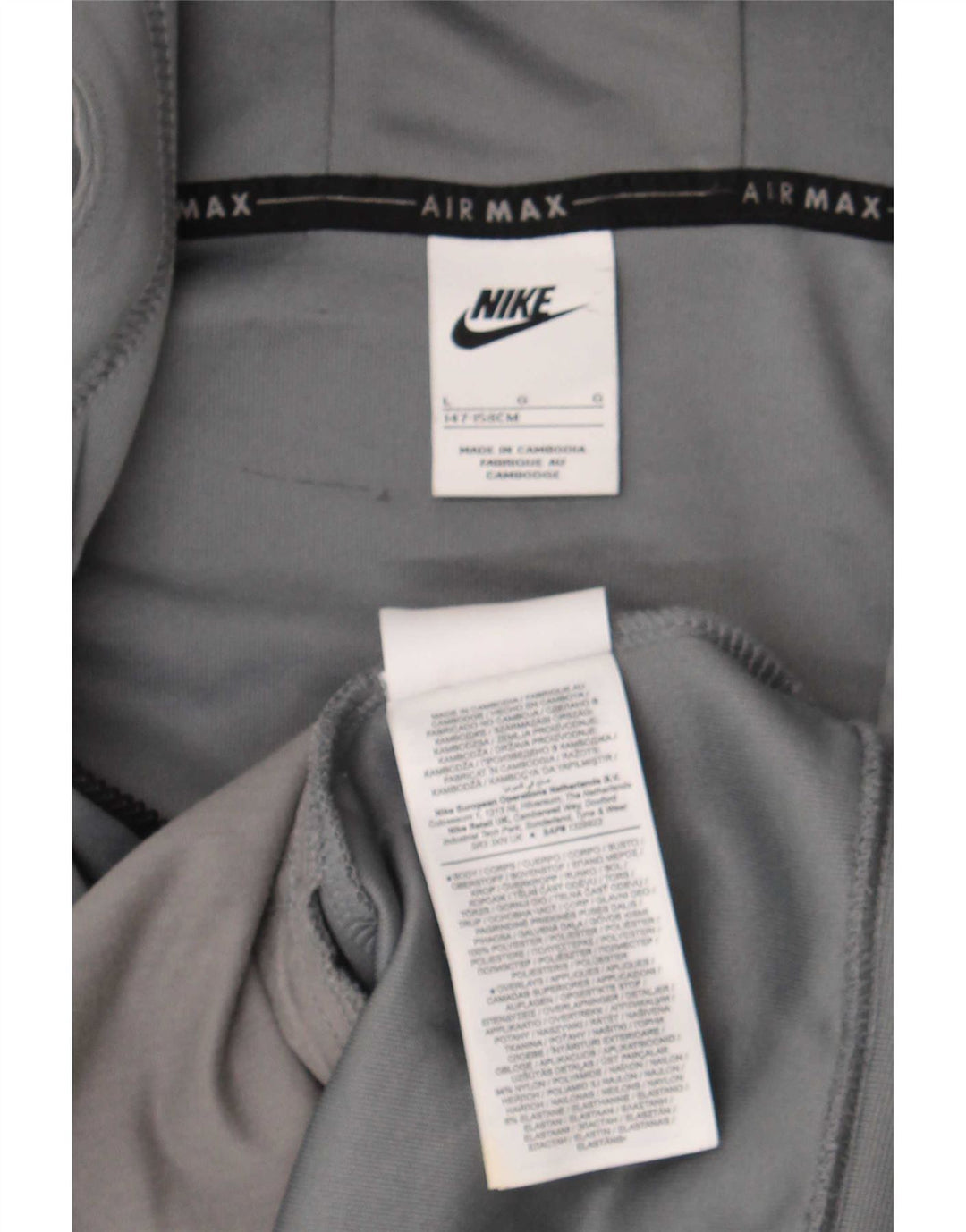 Nike Jungen-Kapuzenpullover mit grafischem Reißverschluss, 12–13 Jahre, großes graues Polyester