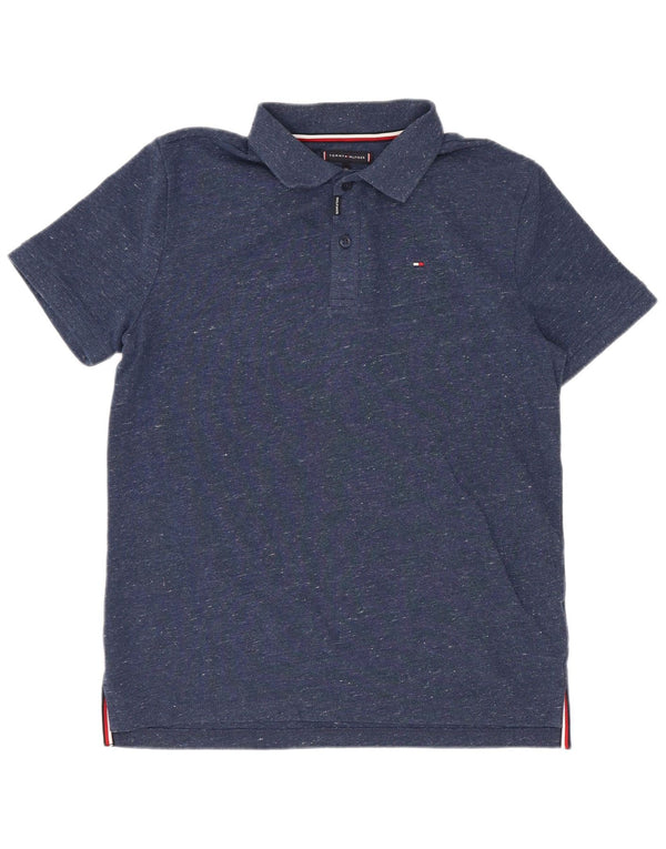 Tommy Hilfiger Poloshirt für Jungen, 13–14 Jahre, marineblau gesprenkelte Baumwolle