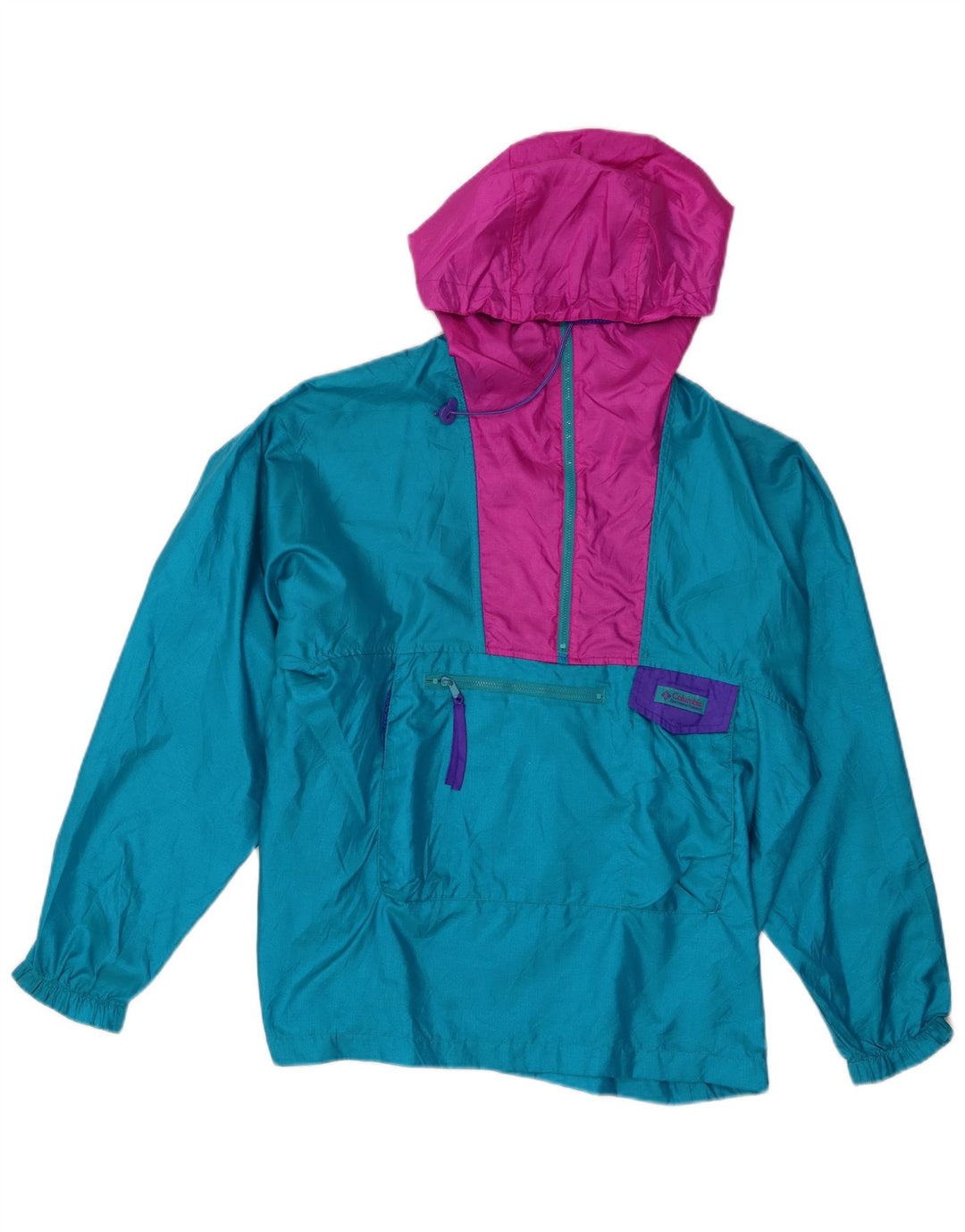 COLUMBIA Übergroße Anorakjacke für Damen UK 16 Large Türkis Colourblock