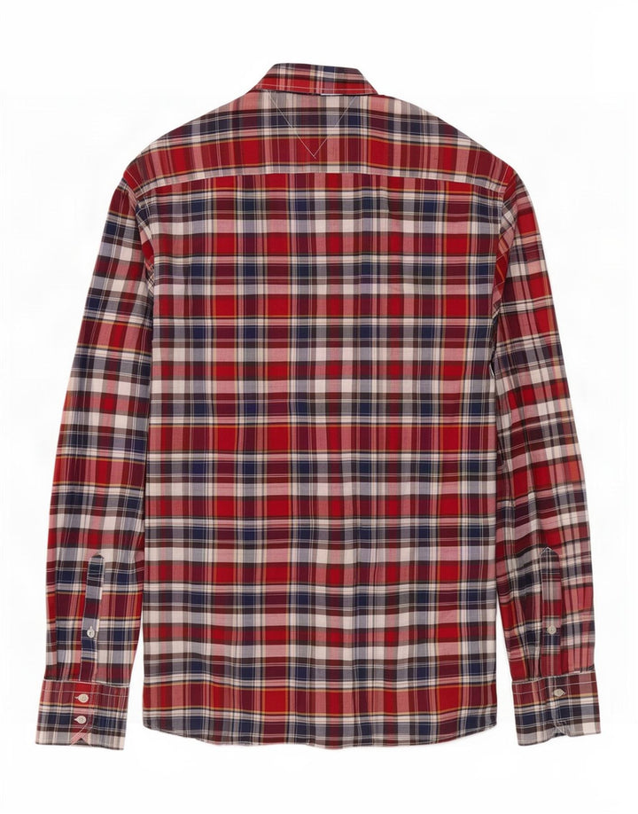 Tommy Hilfiger Herren-Hemd mit individueller Passform, mittelrot, kariert, Baumwolle