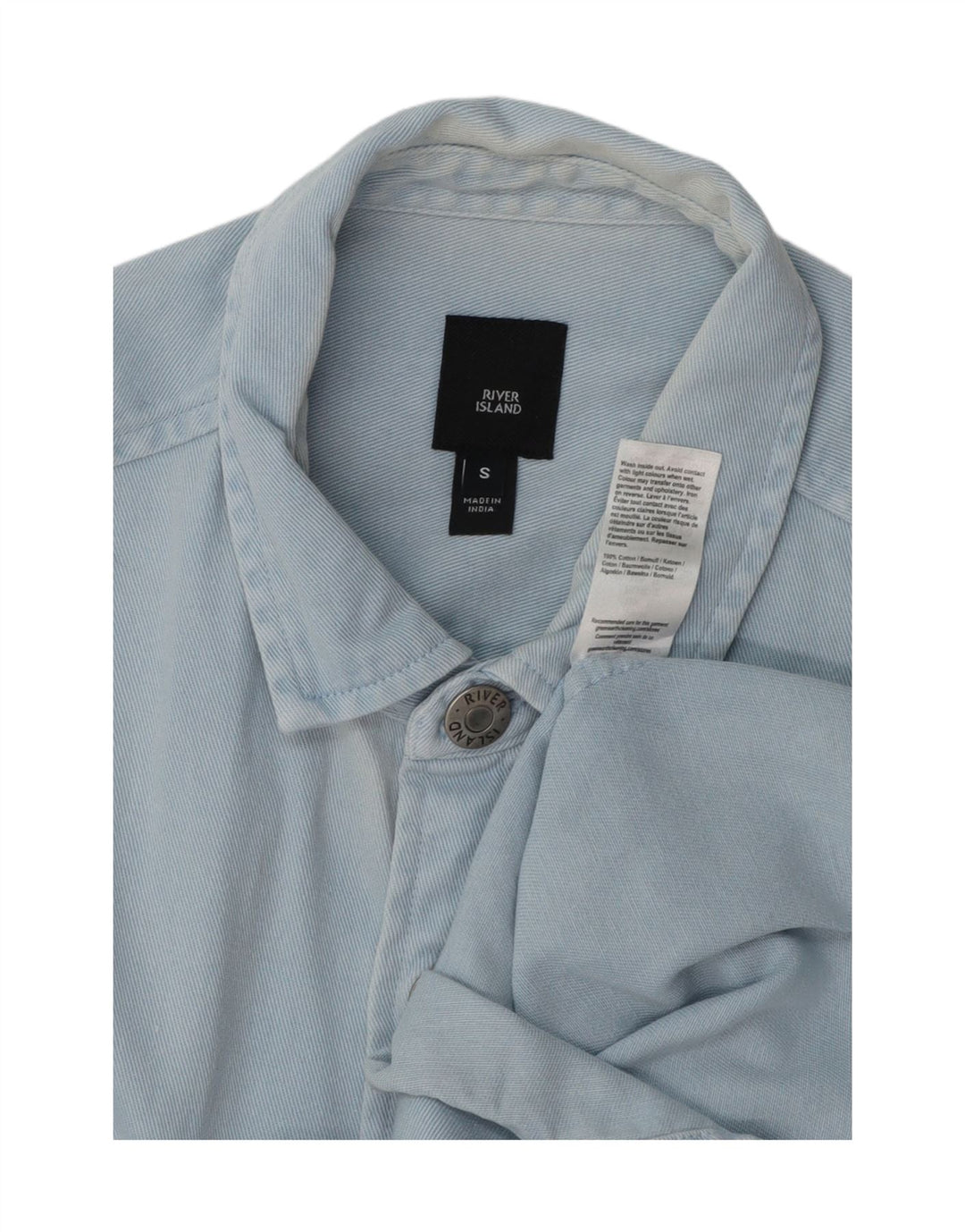 RIVER ISLAND Herren-Jeanshemd, kleine blaue Baumwolle