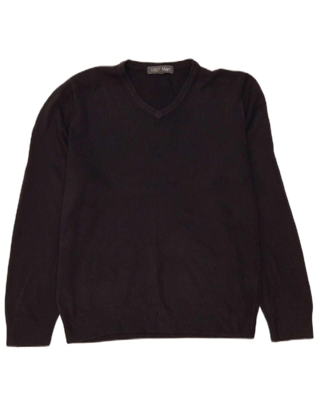 Marks & Spencer Herren-Pullover mit V-Ausschnitt, Mittelblau, Acryl
