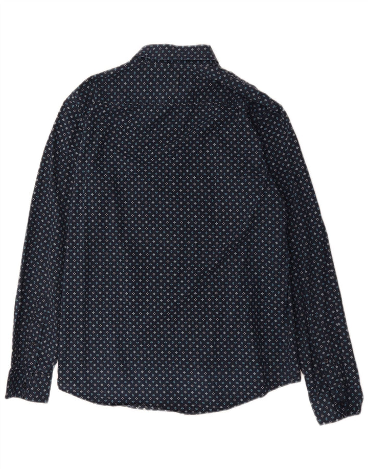 Jack Wills Herren-Hemd mit klassischer Passform, mittleres Marineblau aus geometrischer Baumwolle