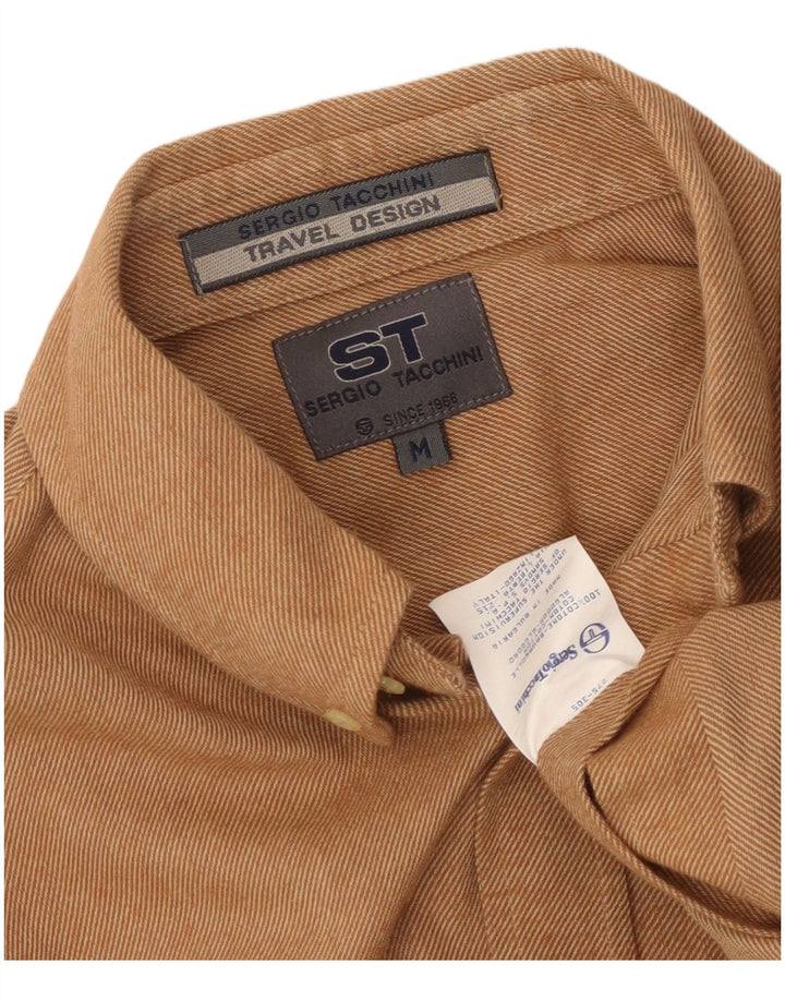 SERGIO TACCHINI Herren Flanellhemd mittelbeige Baumwolle