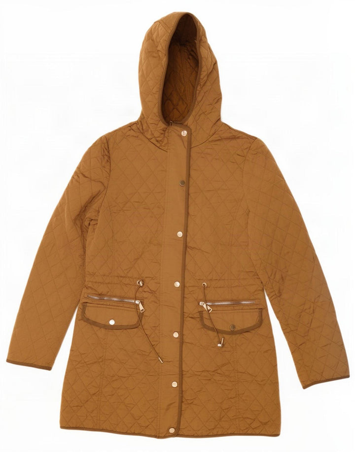 Zara Damen Steppjacke mit Kapuze UK 12 Medium Beige
