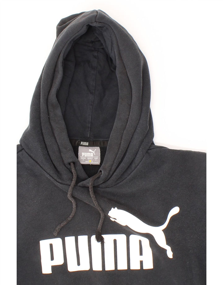 PUMA Mens Graphic Hoodie Jumper Small Black Cotton Vintage Puma and Second-Hand Puma from Messina Hembry 
