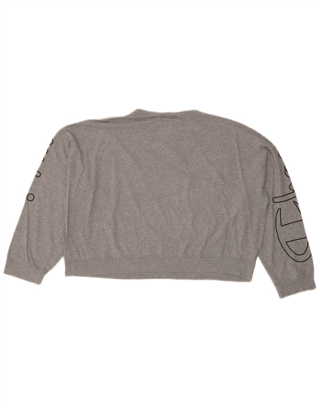 CHAMPION Womens Crop Graphic Oversized Sweatshirt Pullover UK 6 XS Grau