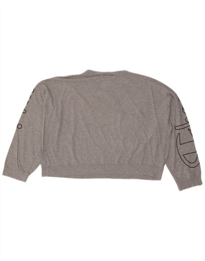 CHAMPION Womens Crop Graphic Oversized Sweatshirt Pullover UK 6 XS Grau