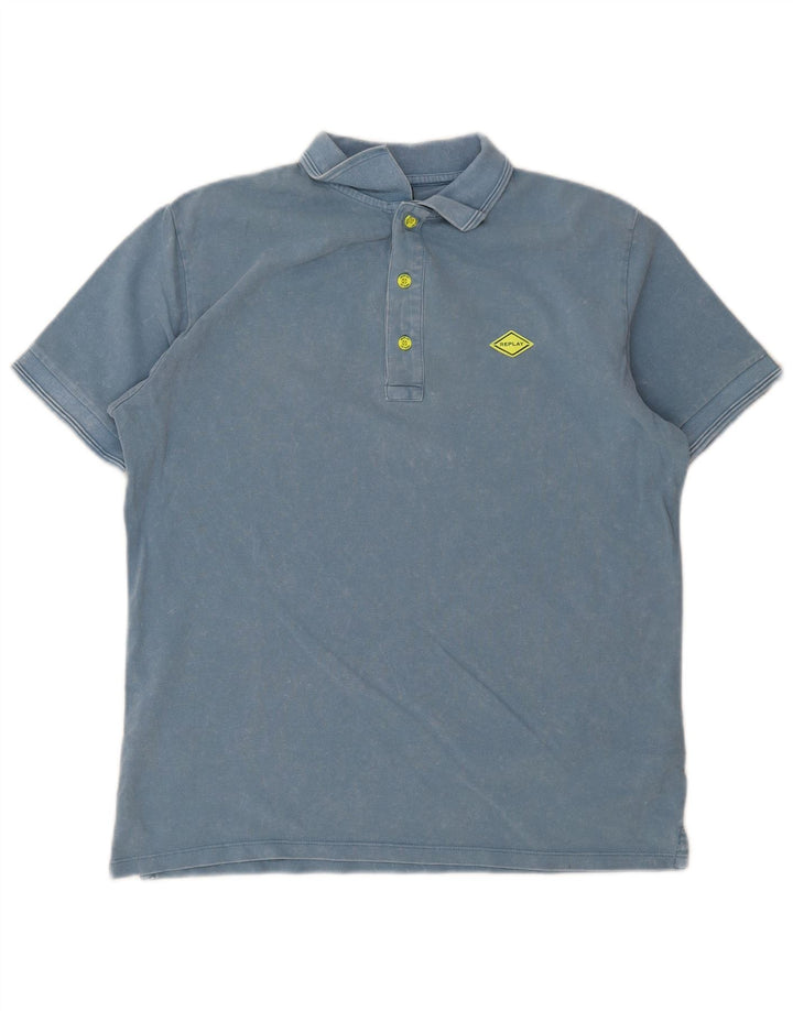 Replay Herren-Poloshirt, große blaue Baumwolle