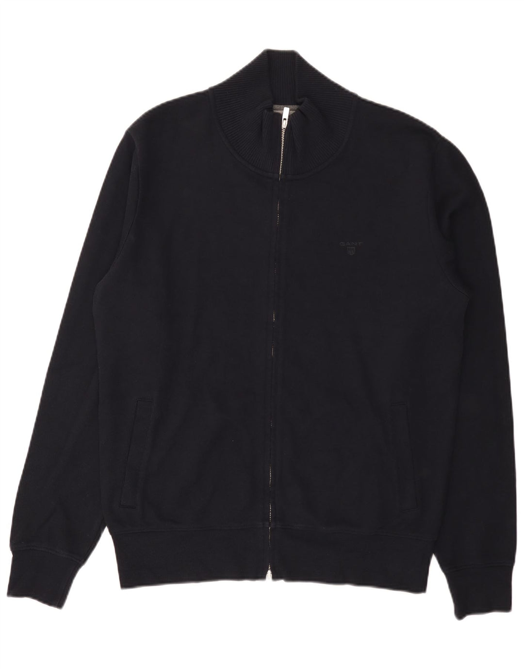 Gant Herren-Cardigan mit durchgehendem Reißverschluss, groß, marineblau, Baumwolle