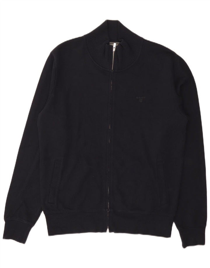 Gant Herren-Cardigan mit durchgehendem Reißverschluss, groß, marineblau, Baumwolle