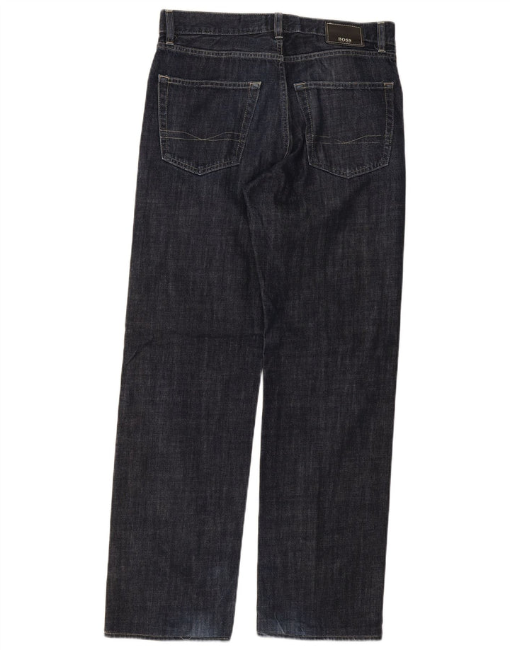 Hugo Boss Herren Straight Jeans W32 L32 Marineblaue Baumwolle