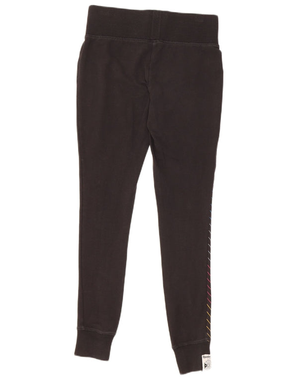 Reebok Womens Graphic Leggings UK 10 Small Schwarz gestreift Baumwolle