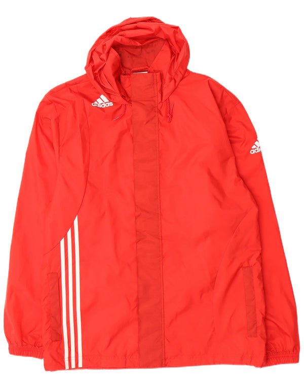 ADIDAS Herren Regenjacke mit grafischer Kapuze, UK 40, großes rotes Nylon