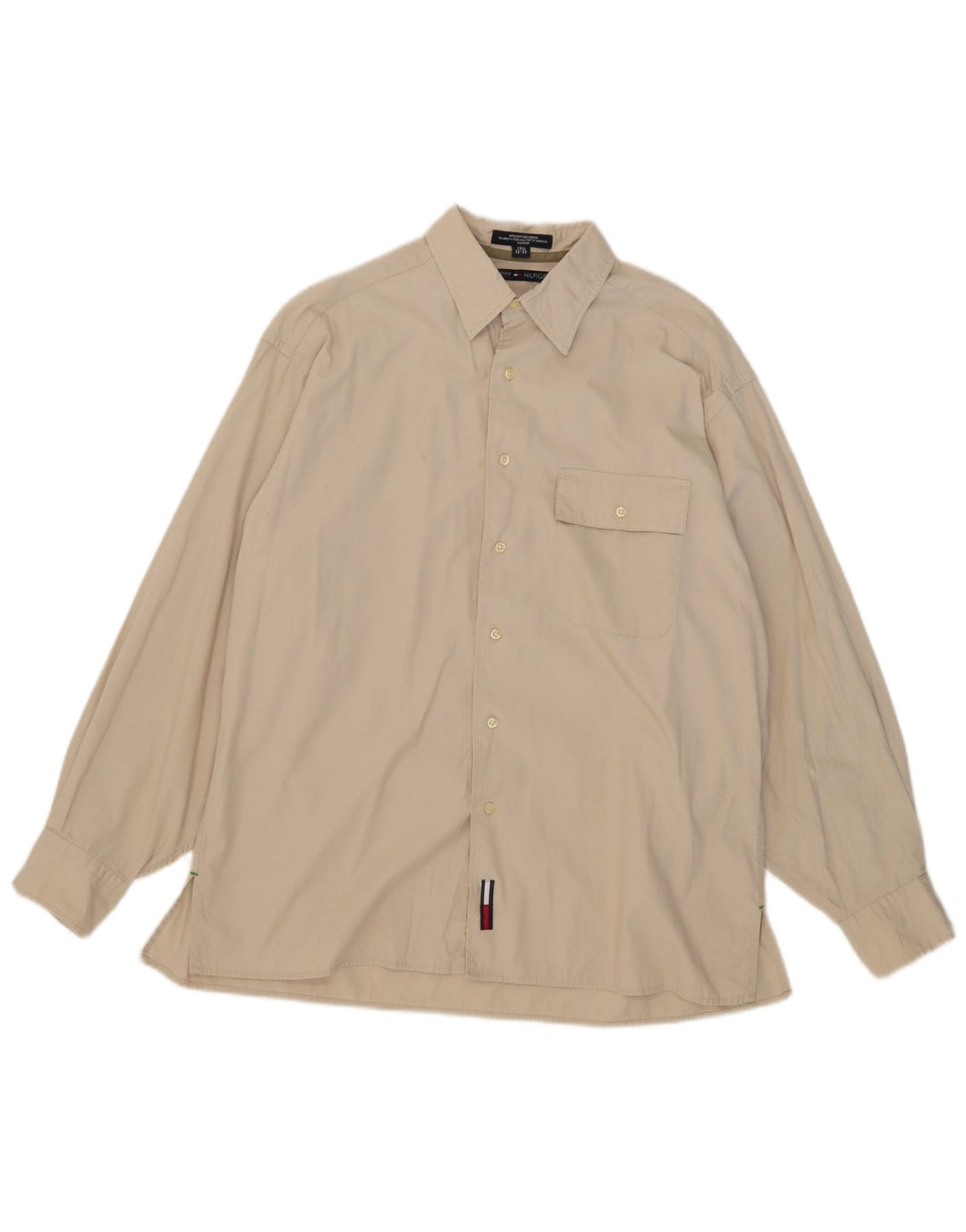 Tommy Hilfiger Herrenhemd, Größe 15 1/2, mittelbeige Baumwolle
