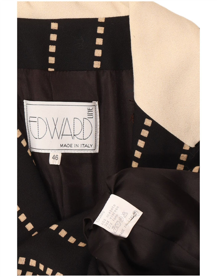 Edward Damen Longline 3-Knopf-Blazerjacke IT 46 Large Schwarz gestreift