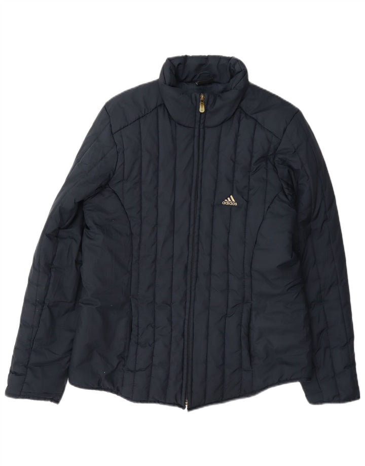 Adidas Damen Wattierte Jacke UK 10 Small Marineblau Polyester