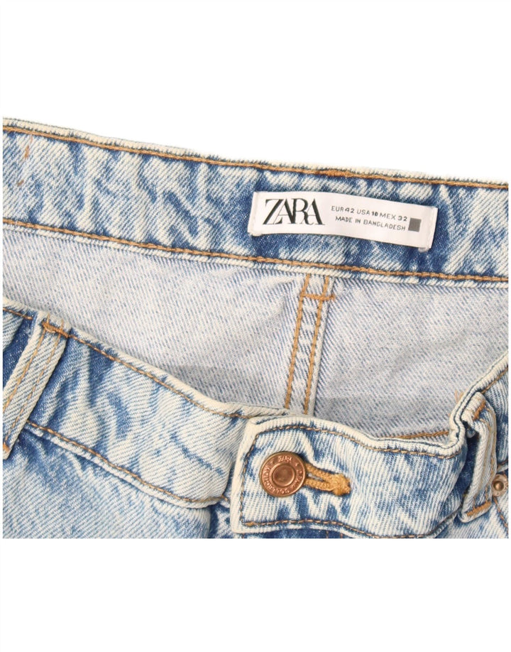 Zara Damen Distressed Denim Shorts EU 42 Large W32 Blau