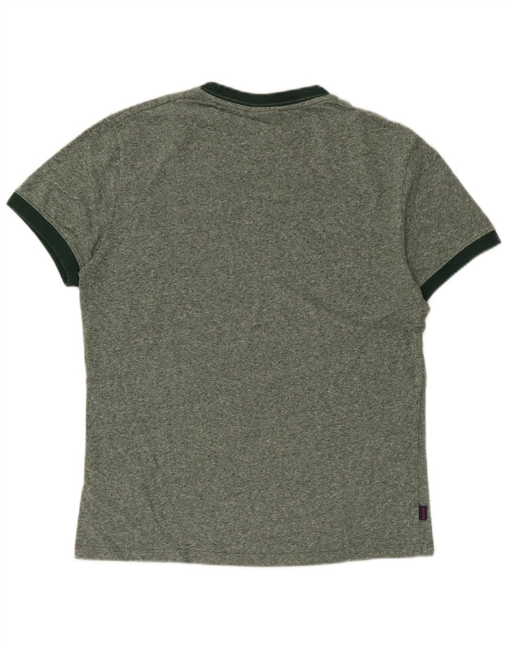 Superdry Herren T-Shirt-Oberteil aus mittelgrün gefleckter Baumwolle