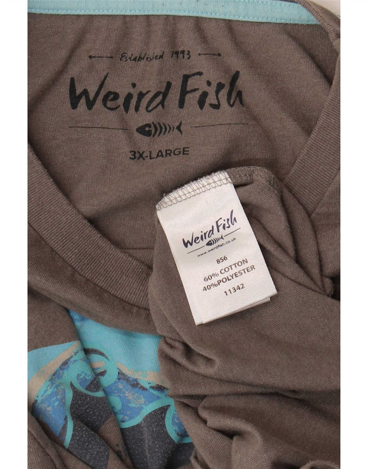 Weird Fish Herren Grafik T-Shirt Top 3XL Grau Baumwolle