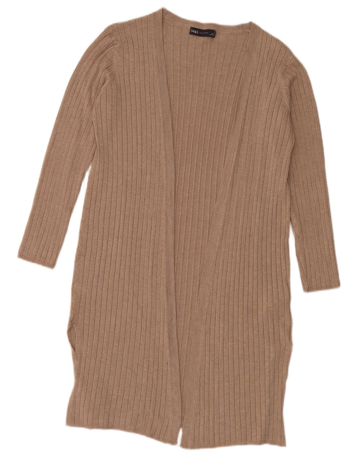 Marks & Spencer Damen Longline Open Cardigan Pullover UK 10 Small Beige