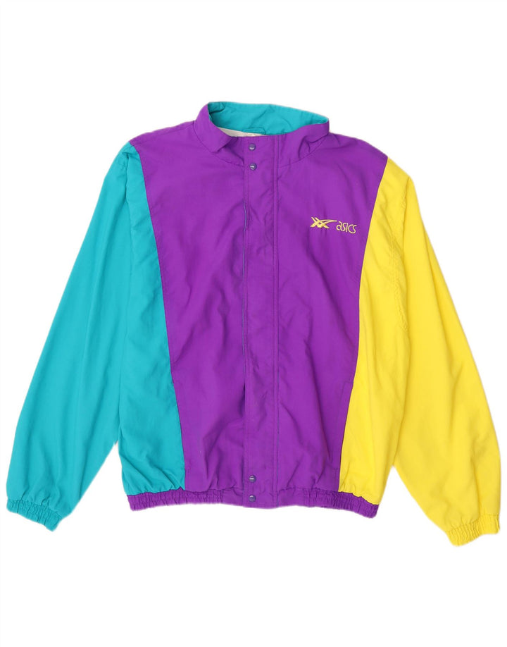 Asics Herren-Trainingsanzug-Top-Jacke XL, mehrfarbiges Colourblock-Polyamid