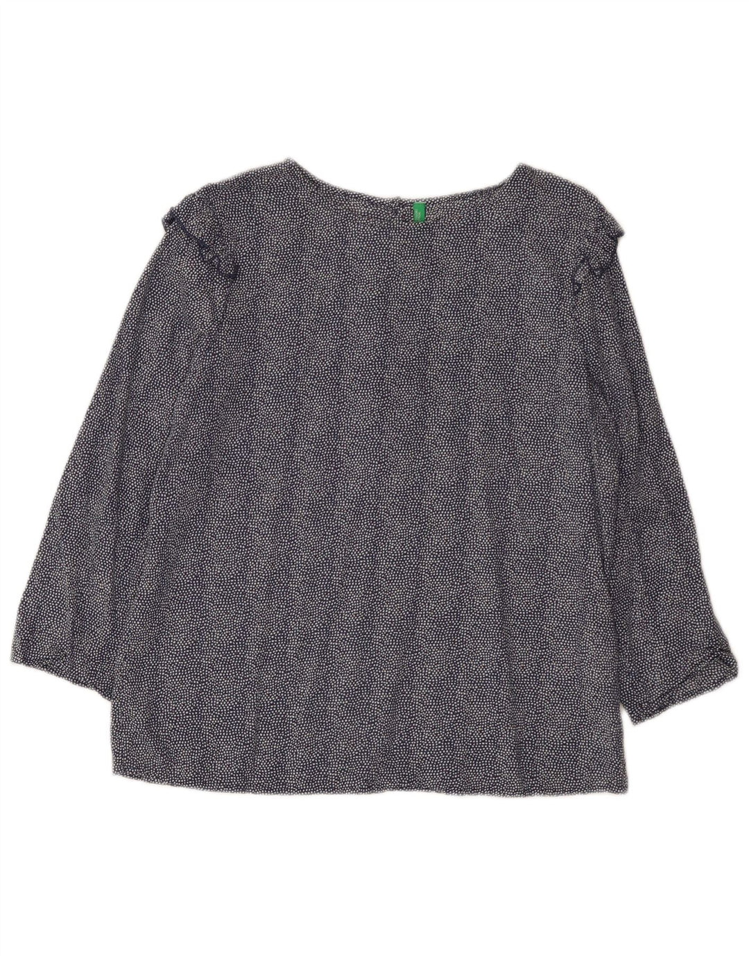 Benetton Damen-Blusenoberteil mit 3/4-Ärmeln, UK-Größe 44, mittleres Marineblau mit gepunktetem Modal