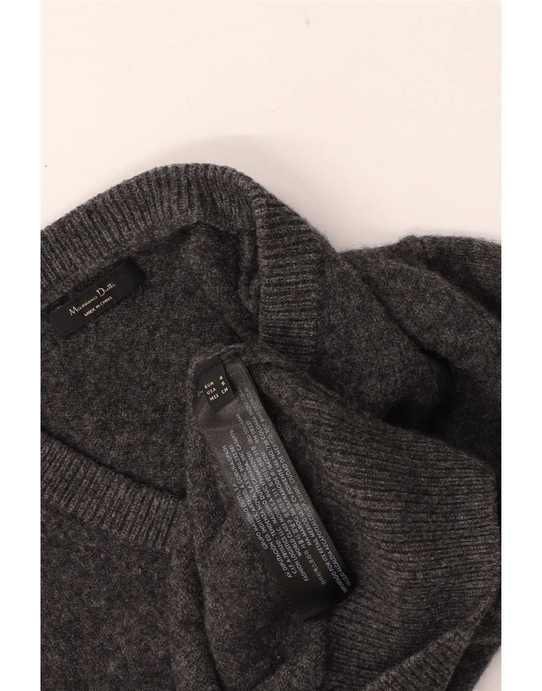 Massimo Dutti Damen-Pullover mit normaler Passform und V-Ausschnitt, Gr. 10, Größe S, Grau