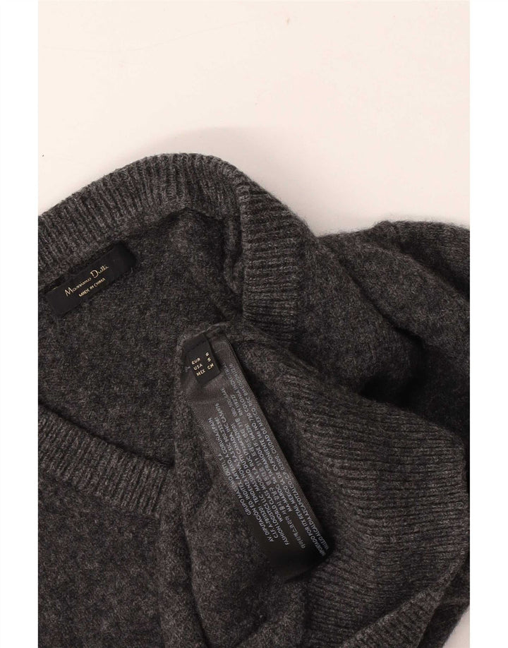 Massimo Dutti Damen-Pullover mit normaler Passform und V-Ausschnitt, Gr. 10, Größe S, Grau
