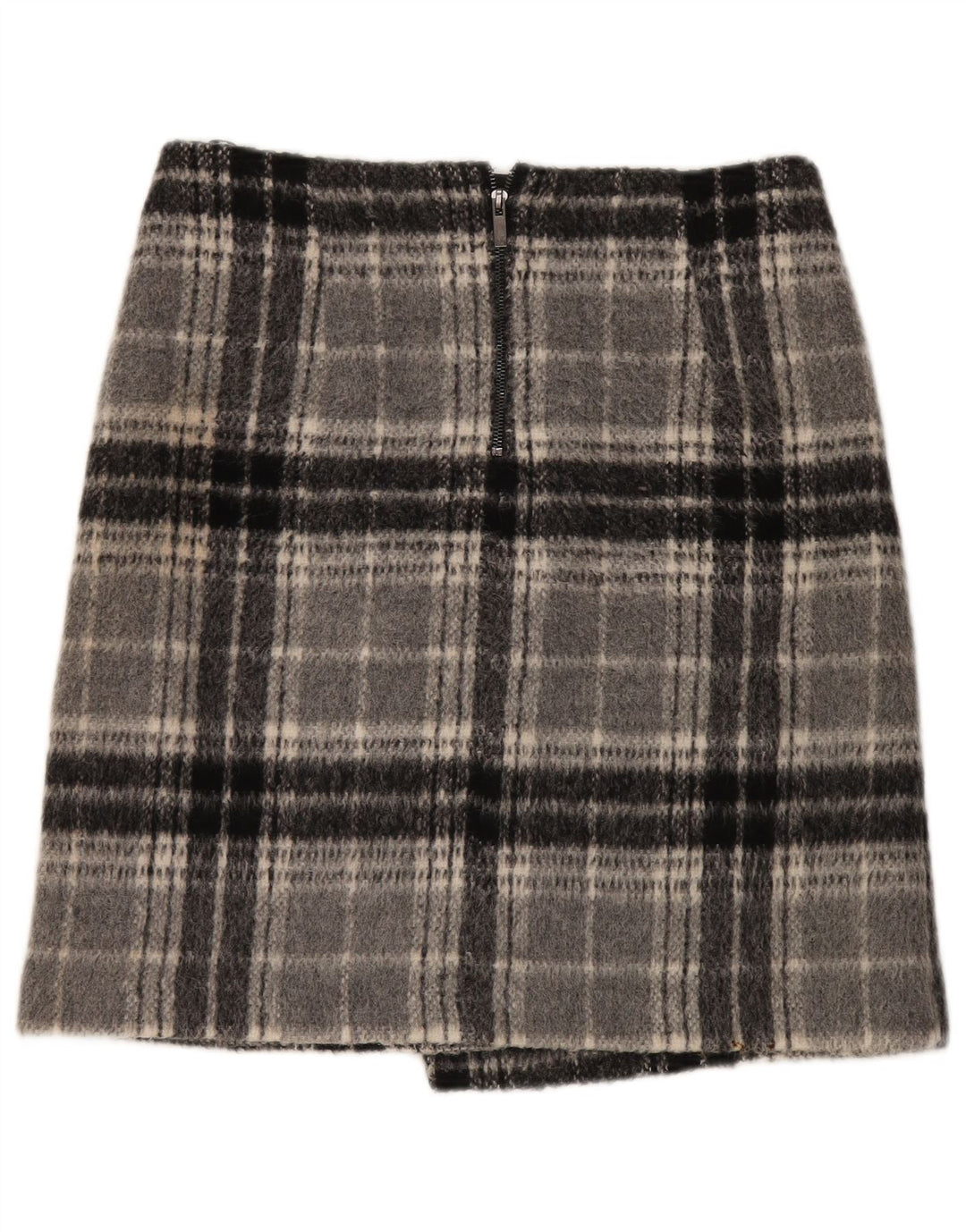 Marks & Spencer Damen Minirock UK 12 Medium W32 Grau kariertes Acryl