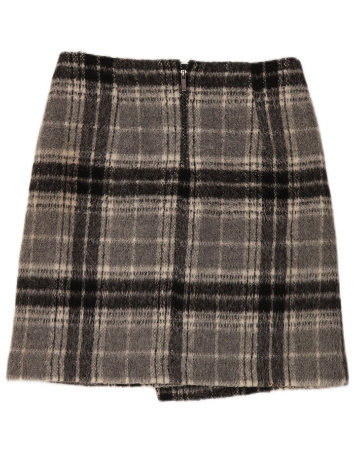 Marks & Spencer Damen Minirock UK 12 Medium W32 Grau kariertes Acryl