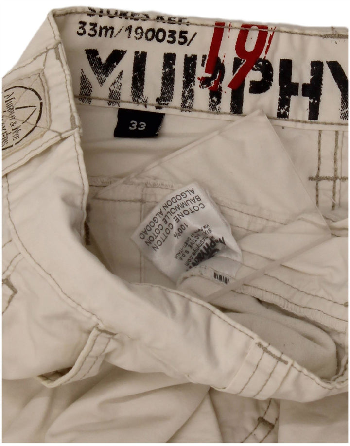 MURPHY & NYE Gerade Freizeithose für Herren, W33, L32, cremefarbene Baumwolle