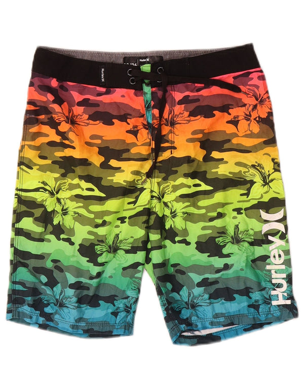 Hurley Jungen Badeshorts mit Grafik, 11–12 Jahre, mehrfarbig, Camouflage