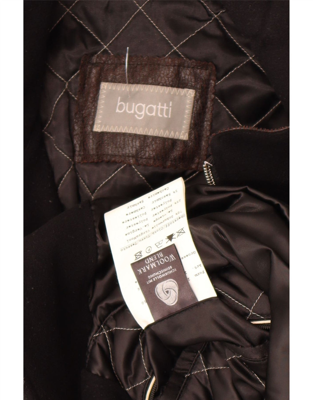 Bugatti Herrenmantel UK 44 2XL Schwarze Schurwolle