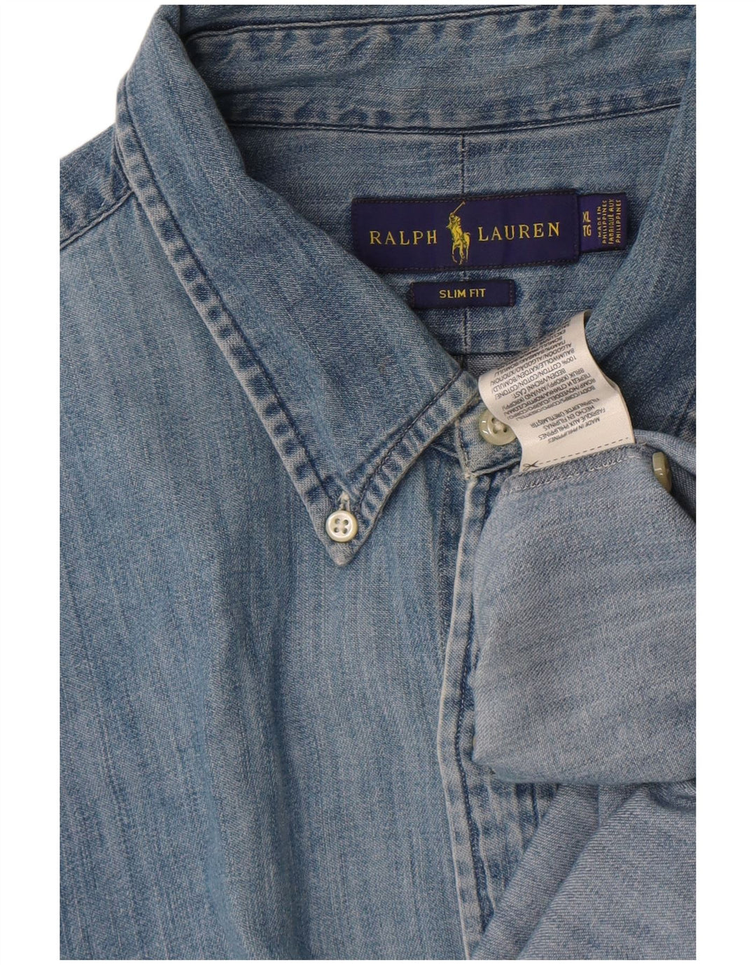 Ralph Lauren Herren Slim Fit Jeanshemd XL Blau Baumwolle