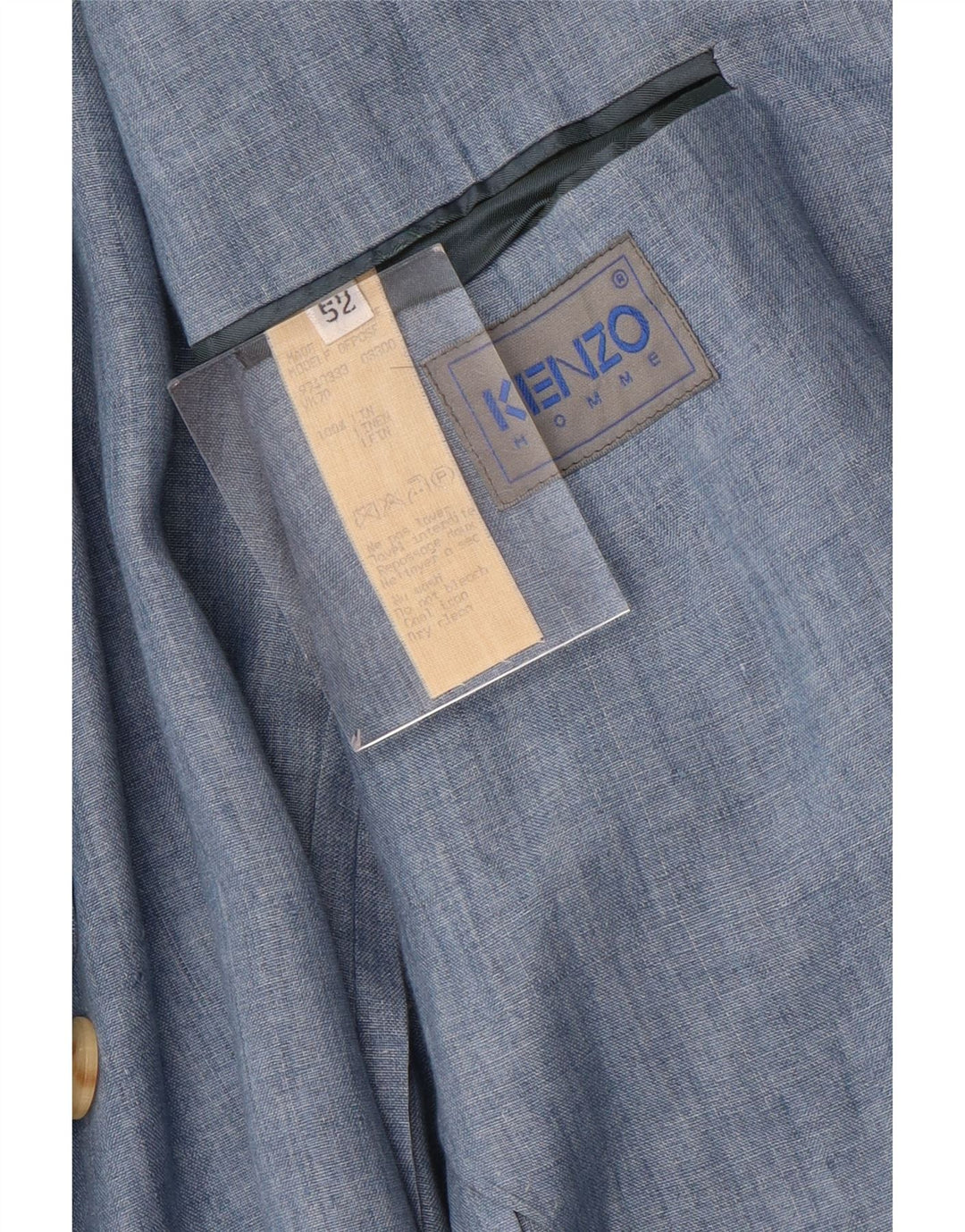 Kenzo Herren 3-Knopf-Blazerjacke IT 52 XL Blaues Leinen