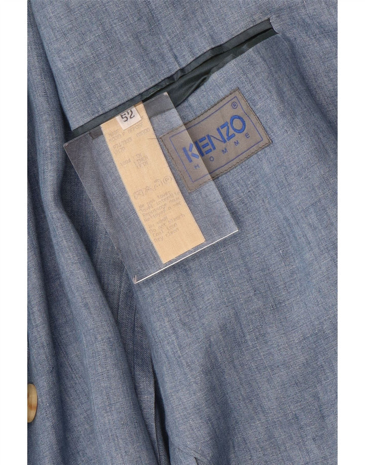 Kenzo Herren 3-Knopf-Blazerjacke IT 52 XL Blaues Leinen