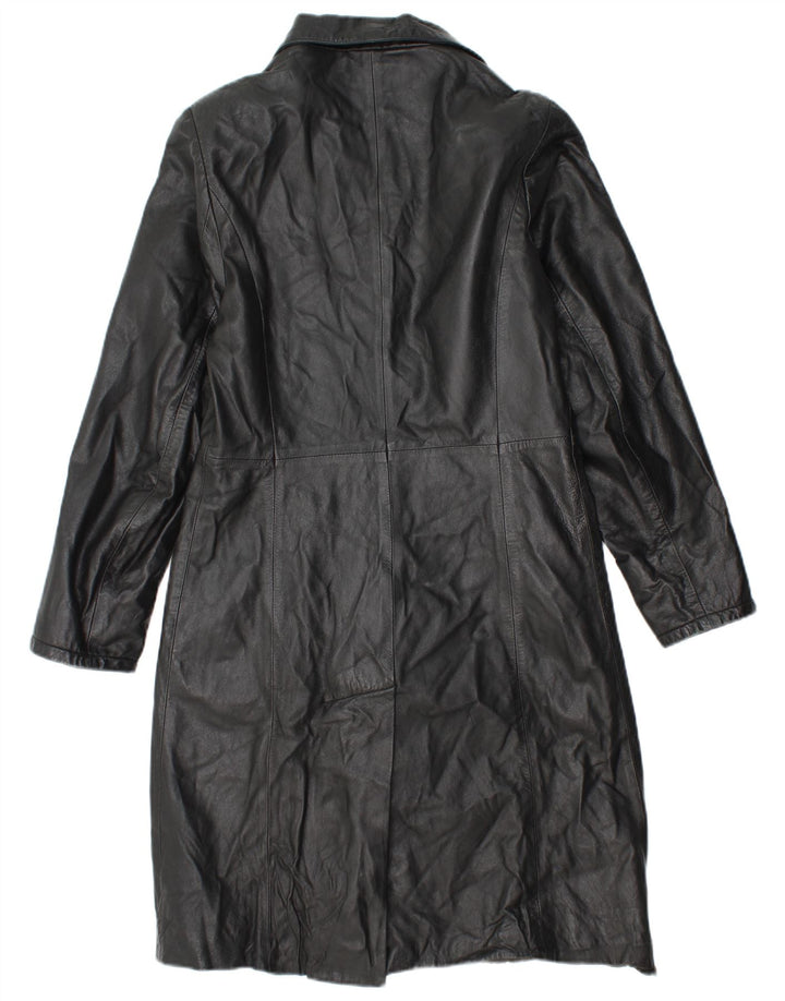 Roberta Ferrini Damen Ledermantel IT 44 Mittelschwarzes Leder