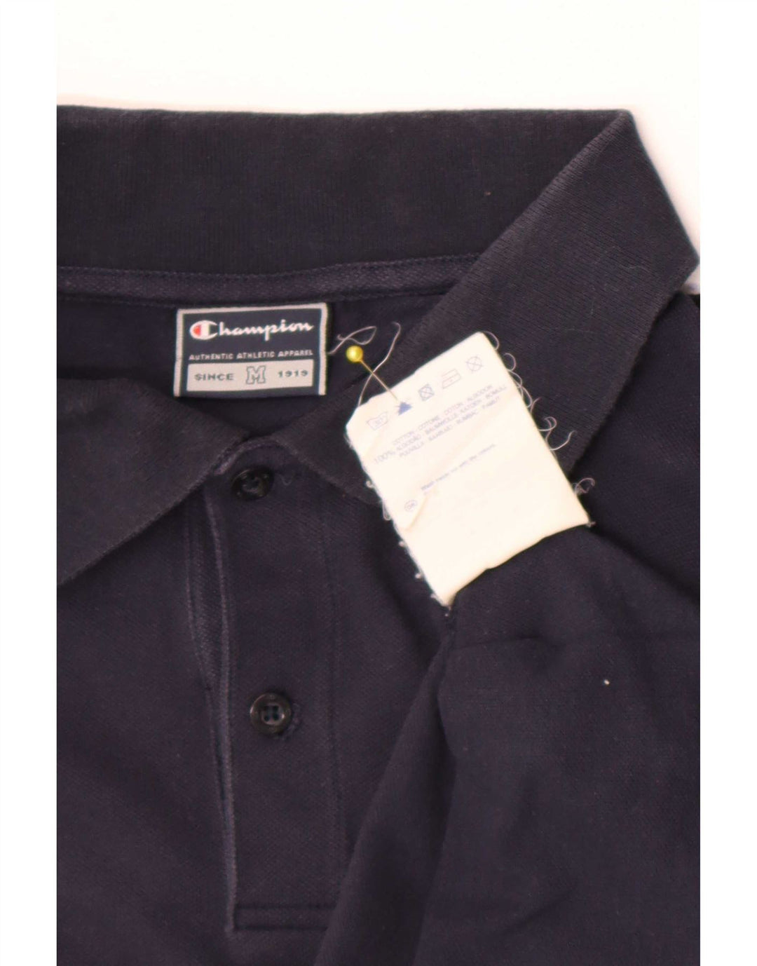 Champion Herren-Langarm-Poloshirt aus mittelblauer Marineblau-Baumwolle